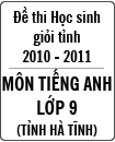 Đề thi học sinh giỏi tỉnh Hà Tĩnh môn Tiếng Anh lớp 9 năm học 2010 - 2011