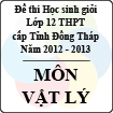 Đề thi học sinh giỏi lớp 12 THPT tỉnh Đồng Tháp môn Vật lí (năm học 2012 - 2013)