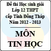 Đề thi học sinh giỏi lớp 12 THPT tỉnh Đồng Tháp môn Tin học (năm học 2012 - 2013)