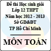 Đề thi học sinh giỏi TP Hồ Chí Minh lớp 12 THPT năm 2012 - 2013 môn Toán (vòng 1)