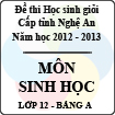 Đề thi học sinh giỏi tỉnh Nghệ An năm 2012 - 2013 môn Sinh học lớp 12 Bảng A (Có đáp án)
