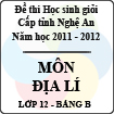 Đề thi học sinh giỏi tỉnh Nghệ An năm 2011 - 2012 môn Địa lý lớp 12 Bảng B