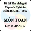 Đề thi học sinh giỏi tỉnh Nghệ An năm 2011 - 2012 môn Toán lớp 12 Bảng A