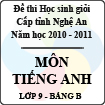 Đề thi học sinh giỏi tỉnh Nghệ An năm 2010 - 2011 môn Tiếng Anh lớp 9 Bảng B (Có đáp án)