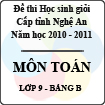 Đề thi học sinh giỏi tỉnh Nghệ An năm 2010 - 2011 môn Toán lớp 9 Bảng B (Có đáp án)