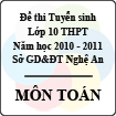 Đề thi tuyển sinh lớp 10 THPT tỉnh Nghệ An năm 2010 - 2011 môn Toán