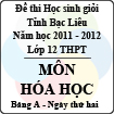 Đề thi học sinh giỏi lớp 12 THPT tỉnh Bạc Liêu môn Hóa bảng A (Năm học 2011 - 2012) - Ngày thứ hai