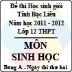 Đề thi học sinh giỏi lớp 12 THPT tỉnh Bạc Liêu môn Sinh bảng A (Năm học 2011 - 2012) - Ngày thi thứ hai