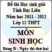 Đề thi học sinh giỏi lớp 12 THPT tỉnh Bạc Liêu môn Sinh bảng B (Năm học 2011 - 2012) - Ngày thi thứ hai