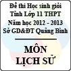 Đề thi học sinh giỏi lớp 11 THPT tỉnh Quảng Bình năm học 2012 - 2013 môn Lịch sử - Có đáp án