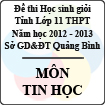 Đề thi học sinh giỏi lớp 11 THPT tỉnh Quảng Bình năm học 2012 - 2013 môn Tin học - Có đáp án