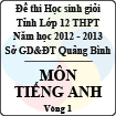 Đề thi học sinh giỏi lớp 12 THPT tỉnh Quảng Bình năm học 2012 - 2013 môn Tiếng Anh - Vòng 1 (Có đáp án)