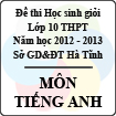 Đề thi học sinh giỏi lớp 10 THPT tỉnh Hà Tĩnh năm học 2012 - 2013 môn Tiếng Anh - Có đáp án