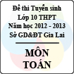 Đề thi tuyển sinh lớp 10 THPT tỉnh Gia Lai năm học 2012 - 2013 môn Toán - Có đáp án