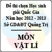 Đề thi chọn đội tuyển Học sinh giỏi Quốc Gia tỉnh Quảng Trị năm 2012 - 2013 môn Vật lí