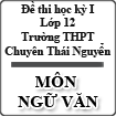 Đề thi học kỳ I lớp 12 THPT chuyên Thái Nguyên năm 2012 - 2013