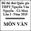 Đề thi thử Quốc gia môn Văn lần 1 năm 2015 trường THPT Nguyễn Văn Nguyễn, Cà Mau