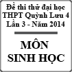 Đề thi thử đại học môn Sinh học lần 3 năm 2014 trường THPT Quỳnh Lưu 4, Nghệ An