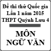 Đề thi thử Quốc gia môn Ngữ Văn lần 1 năm 2015 trường THPT Quỳnh Lưu 4, Nghệ An