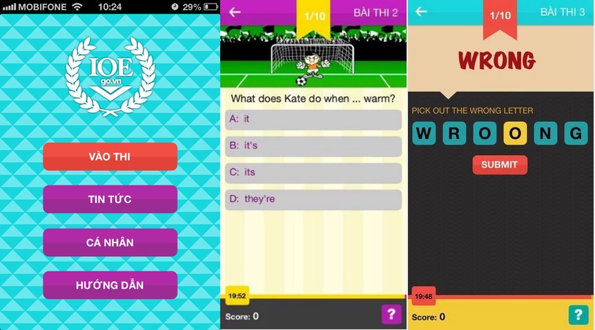 Ứng dụng luyện thi tiếng Anh IOE