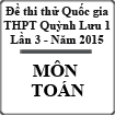 Đề thi thử THPT Quốc gia môn Toán lần 3 năm 2015 trường THPT Quỳnh Lưu 1, Nghệ An
