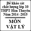 Đề thi khảo sát chất lượng môn Vật lý lớp 10 lần 2 năm học 2014-2015 trường THPT Hàn Thuyên, Bắc Ninh