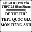 Đề thi thử THPT Quốc gia 2015 môn Tiếng Anh trường THPT Lê Hồng Phong, Phú Yên