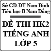 Đề thi học kì 2 môn Tiếng Anh lớp 5 trường Tiểu học B Yên Đồng, Nam Định