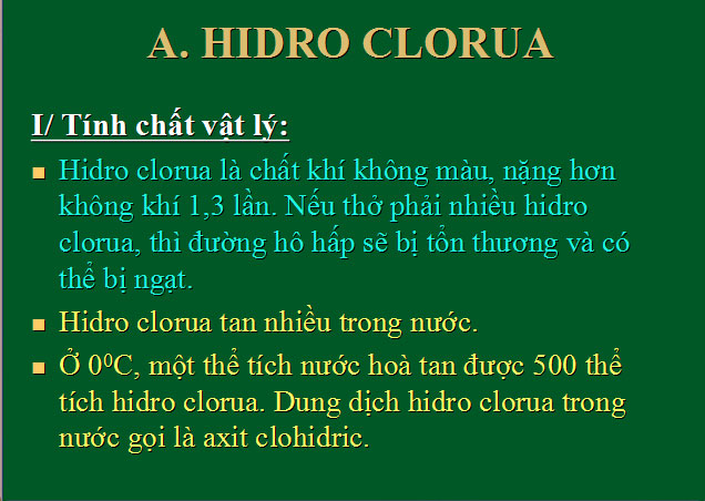 Tính chất muối Clorua