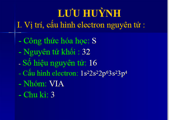 Bài giảng Lưu huỳnh