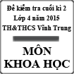 Đề kiểm tra cuối học kì 2 môn Khoa học lớp 4 năm học 2014-2015 trường TH&THCS Vĩnh Trung, Quảng Ninh