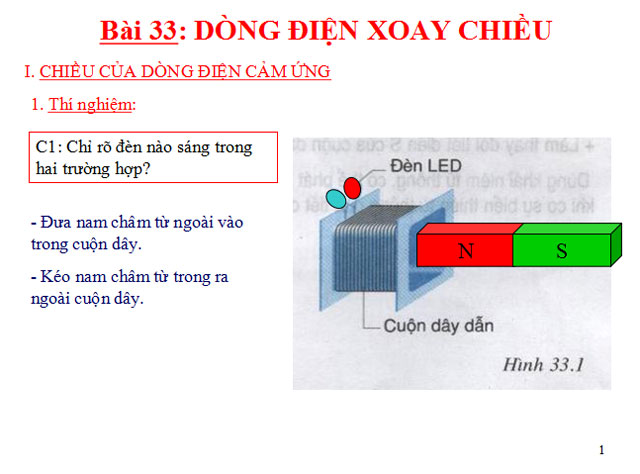 Bài giảng Dòng điện xoay chiều Vật lý 9 Dòng điện xoay chiều Vật lý 9