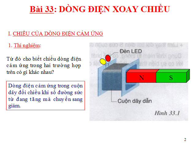 Bài giảng Dòng điện xoay chiều Vật lý 9 Dòng điện xoay chiều