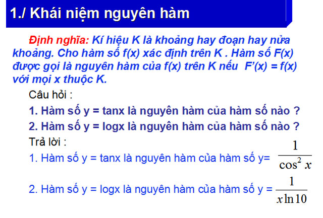 Nguyên hàm Giải tích 12