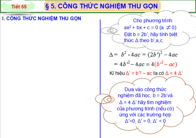 Công thức nghiệm thu gọn Toán 9