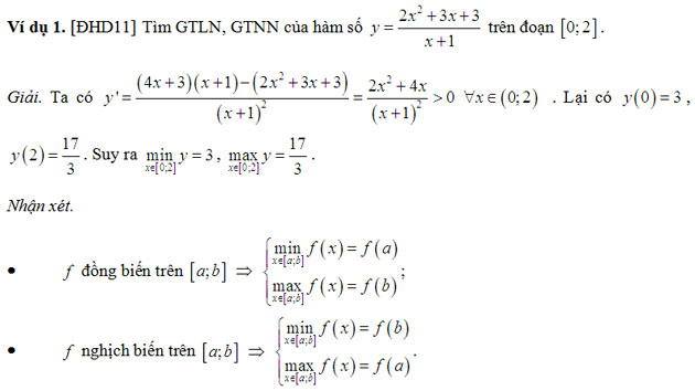Giáo án ôn thi đại học môn Toán bài Giá trị lớn nhất và nhỏ nhất của một hàm số