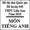 Đề thi thử THPT Quốc gia môn Tiếng Anh (Đề luyện số 40) trường THPT Liễn Sơn, Vĩnh Phúc