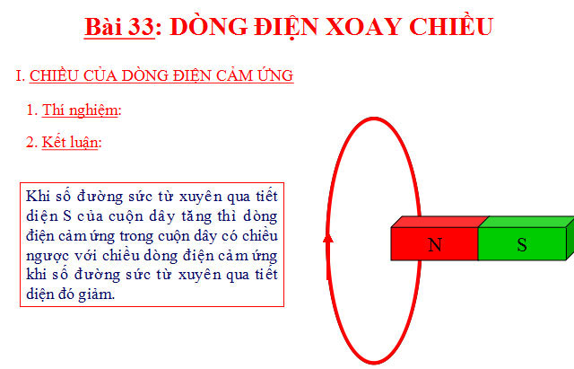 Bài giảng Vật lý 9 Dòng điện xoay chiều