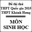 Đề thi thử THPT Quốc gia năm 2015 môn Sinh học trường THPT Khánh Hưng, Cà Mau