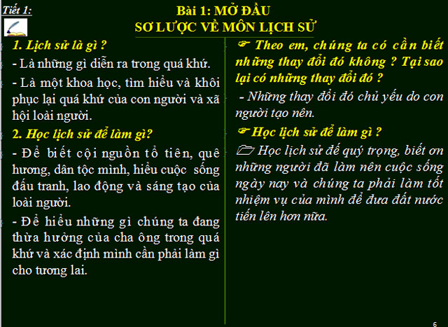  Mở đầu sơ lược về môn Lịch sử