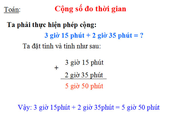  Cộng số đo thời gian 