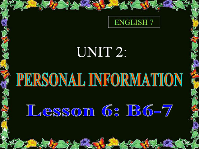  unit 2 Personal information