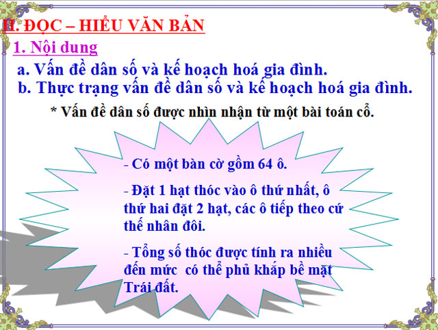 Ngữ văn 8 Bài toán dân số 