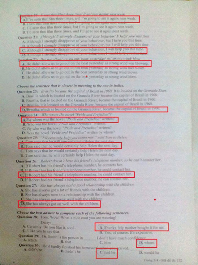 Đề thi vào lớp 10 môn tiếng Anh trường THPT Chuyên Sư Phạm