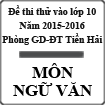 Đề thi thử vào lớp 10 môn Ngữ văn năm học 2015-2016 Phòng GD-ĐT Tiền Hải, Thái Bình