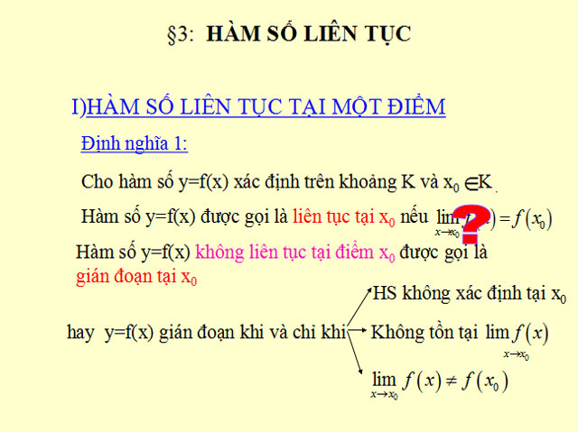 Hàm số liên tục Giải tích 11