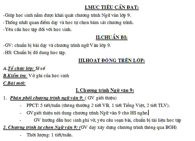 Giáo án dạy môn Văn 9