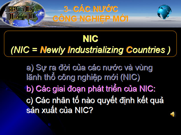 Bài giảng Địa lý 11 