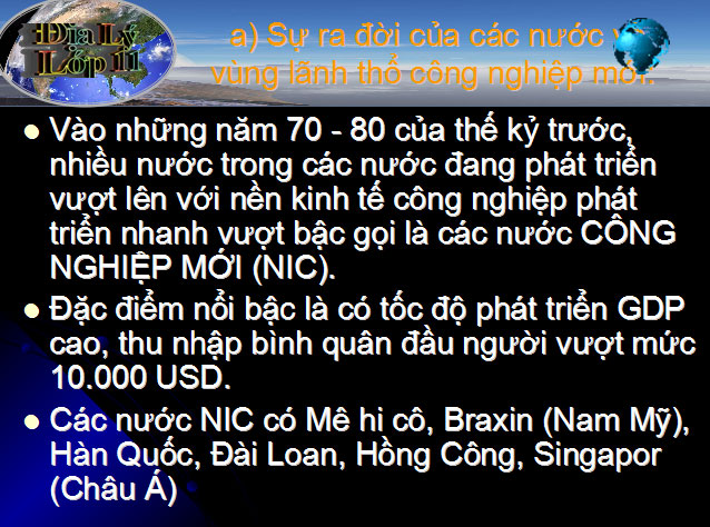 Bài giảng Địa lý 11 