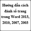Hướng dẫn cách đánh số trang trong Word 2013, 2010, 2007, 2003